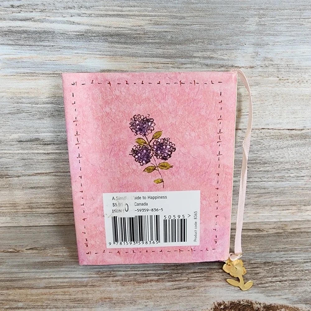 A Simple Guide to Happiness Hardcover Gift Book Pink Floral Gold Flower Charm